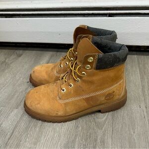 Timberland Men’s Premium Waterproof Tan Leather Lace Up Heavy Duty Boots Size 5